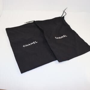 Chanel Black Dust Bag Set 13x7 Logo Drawstring‎ Pouches for Shoes